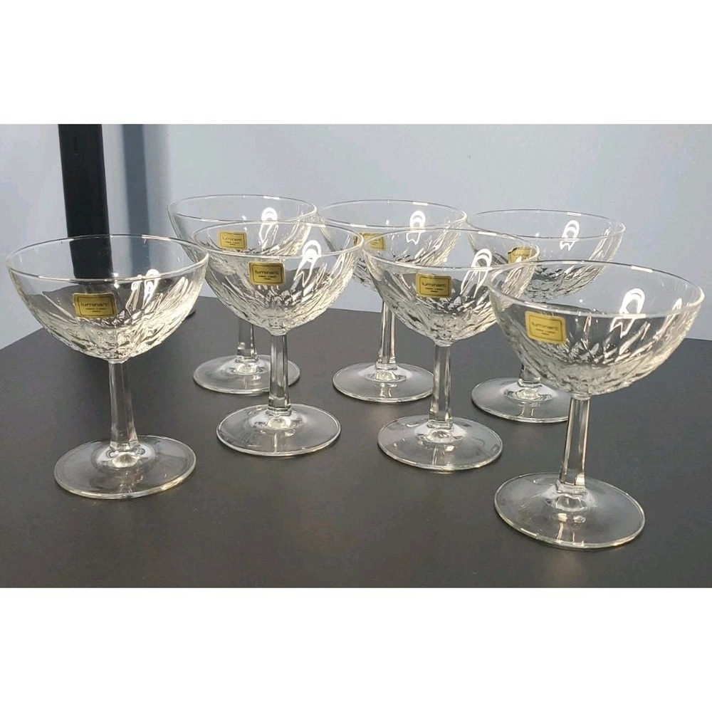 Luminarc Verrerie D'Arques Clear Stemmed Champagne Coupe 7 Glasses Barware Glass